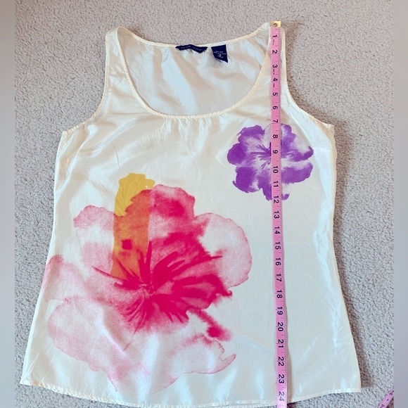 New York & Company Silk Cream Floral Boho  Tank Top Women Size Small - Picture 3 of 5